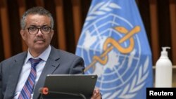 Le directeur général de l'Organisation mondiale de la santé, Tedros Adhanom Ghebreyesus, lors d'une conférence de presse à Genève.