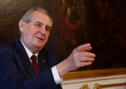 FILE - Czech President Milos Zeman gestures during a visit to Vienna, Austria, April 3, 2019.