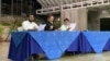 Desde la izquieda: Max Jerez, representante de la opositora Alianza Cívica por la Justicia y Democracia, Nuncio apolstólico Waldemar Stanislaw Sommertag y Denis Moncada, canciller de Nicaragua.