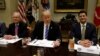President Donald Trump hosts a lunch with Senate Majority Leader Mitch McConnell (L) and Speaker of the House Paul Ryan (R) at the White House in Washington, March 1, 2017. Intent on repealing health care changes introduced under former president Barack Obama, Republicans have yet to agree on a workable replacement plan.