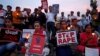 Veillée de protestation contre les viols d'une fillette de 8 ans à Kathua et d'une adolescente à Unnao, dans l'État d'Uttar Pradesh, Bangalore, Inde, 13 avril 2018.