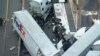 Imagen de video provista por KDKA TV muestra el lugar de un choque múltiple vehicular en la autopista Pennsylvania Turnpike, cerca de Greensburg, Pensilvania. Enero 5, 2020. (KDKA TV via AP)